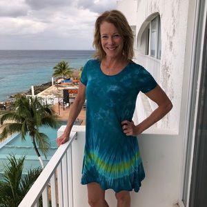 Tie-Dye T-Short Dress “Deep Sea”